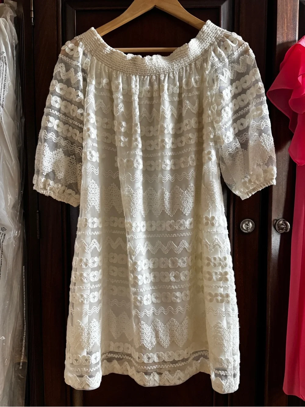 Trina Turk Ivory Lace Off-Shoulder Mini Dress - Picture 4 of 4